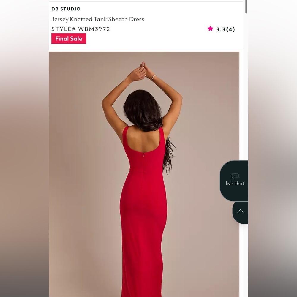 NEW DB Studio Backless Red Sheath Dress